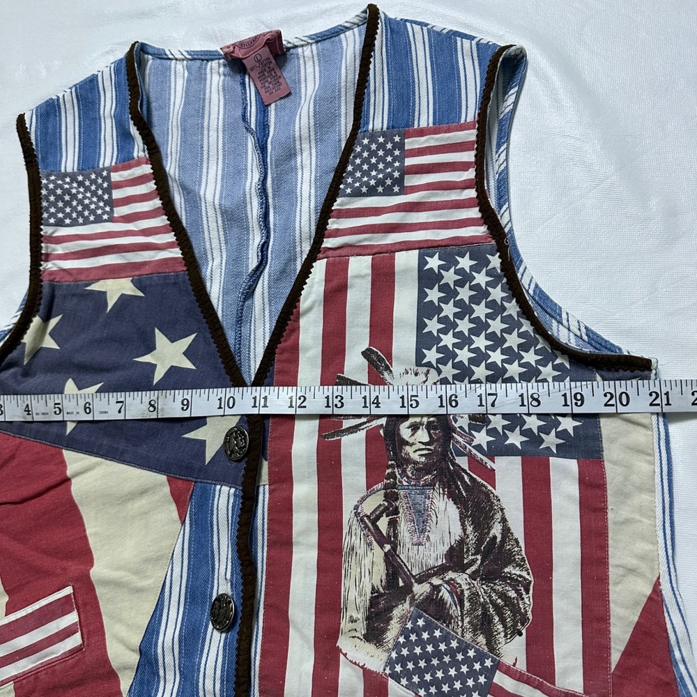 Cambridge Country Store Patchwork Vest Womens L Americana Patriotic Folk Native - Picture 5 of 10